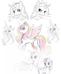 Size: 1000x1200 | Tagged: safe, artist:kkmrarar, banned from derpibooru, deleted from derpibooru, derpibooru import, princess cadance, princess celestia, princess luna, queen chrysalis, twilight sparkle, alicorn, pixiv, twilight sparkle (alicorn)