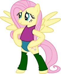 Size: 5800x7000 | Tagged: safe, artist:the-aziz, banned from derpibooru, deleted from derpibooru, derpibooru import, fluttershy, bipedal, clothes, cute, leg warmers, leotard, simple background, solo, transparent background, vector, workout outfit