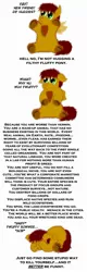 Size: 750x2331 | Tagged: safe, artist:ginger fig, banned from derpibooru, deleted from derpibooru, derpibooru import, scootaloo, fluffy pony, comic, crying, fluffy pony original art, fluffy text, meta, scootafluff, text