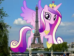 Size: 1500x1125 | Tagged: safe, banned from derpibooru, deleted from derpibooru, derpibooru import, princess cadance, pony, eiffel tower, female, france, giant pony, giantess, macro, paris, solo