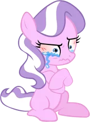 Size: 1470x1990 | Tagged: safe, artist:megarainbowdash2000, banned from derpibooru, deleted from derpibooru, derpibooru import, diamond tiara, blank flank, bloodshot eyes, crying, frown, mental breakdown, missing accessory, sad, simple background, sitting, solo, transparent background, vector, wavy mouth, wide eyes