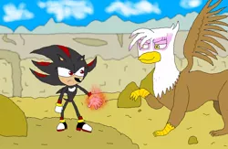 Size: 896x584 | Tagged: safe, artist:hedgehogninja94, banned from derpibooru, deleted from derpibooru, derpibooru import, gilda, gryphon, fanfic, 1000 hours in ms paint, crossover, shadow the hedgehog, sonic the hedgehog (series), stylistic suck