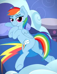 Size: 3841x5005 | Tagged: suggestive, artist:zutheskunk, banned from derpibooru, deleted from derpibooru, derpibooru import, rainbow dash, absurd resolution, bed, solo, sultry pose, underhoof