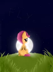 Size: 1936x2592 | Tagged: safe, artist:blazedpony, banned from derpibooru, deleted from derpibooru, derpibooru import, scootaloo, constellation, grass, moon, night, scootalone, scootaloo can't fly, scootasad, solo, stars