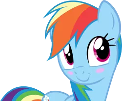 Size: 2800x2314 | Tagged: safe, artist:mustachecashdash, banned from derpibooru, deleted from derpibooru, derpibooru import, rainbow dash, the mysterious mare do well, blushing, cute, dashabetes, smiling, solo, vector