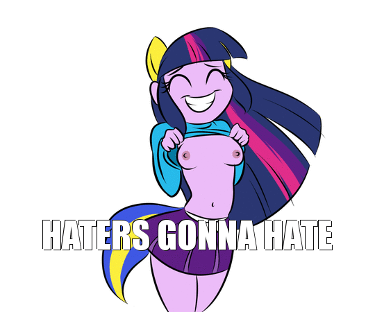 Size: 540x450 | Tagged: questionable, artist:metalliclenneth, artist:ponut_joe edit, banned from derpibooru, deleted from derpibooru, derpibooru import, edit, twilight sparkle, twilight sparkle (alicorn), alicorn, equestria girls, adorasexy, animal ears, animated, breasts, butt, butt shake, caption, clothes, cute, female, haters gonna hate, image macro, meme, plot, sexy, solo, solo female, tail, text