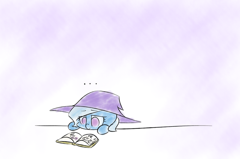 Size: 1280x853 | Tagged: safe, artist:bakasan, banned from derpibooru, deleted from derpibooru, derpibooru import, trixie, pony, unicorn, the little magician, book, cute, diatrixes, female, mare, solo