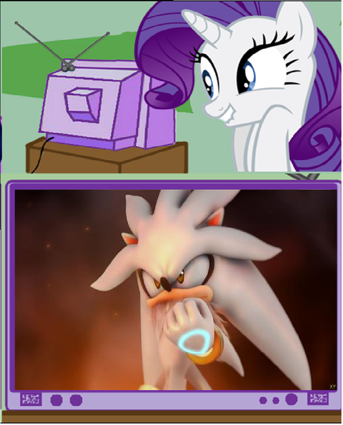 Size: 856x1060 | Tagged: safe, banned from derpibooru, deleted from derpibooru, derpibooru import, rarity, exploitable meme, meme, obligatory pony, silver the hedgehog, sonic '06, sonic the hedgehog (series), tv meme