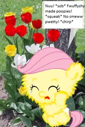 Size: 467x700 | Tagged: safe, artist:m1j, banned from derpibooru, deleted from derpibooru, derpibooru import, edit, fluffy pony, crying, diaper, fluffy pony foal, fluffyshy, foal, poop