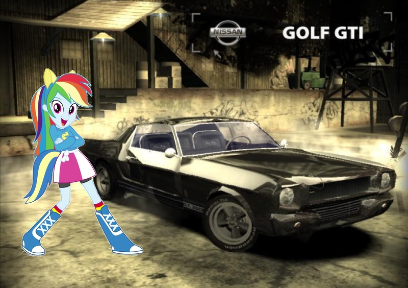 Size: 2053x1447 | Tagged: safe, banned from derpibooru, deleted from derpibooru, derpibooru import, rainbow dash, equestria girls, car, ford, funny, mustang, need for speed, need for speed: most wanted