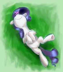 Size: 1024x1176 | Tagged: safe, artist:feellikeaplat, banned from derpibooru, deleted from derpibooru, derpibooru import, rarity, butterfly, cute, eyes closed, grass, on back, raribetes, smiling, solo, watermark