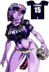 Size: 688x1000 | Tagged: suggestive, artist:davide76, banned from derpibooru, deleted from derpibooru, derpibooru import, twilight sparkle, anthro, breasts, busty twilight sparkle, fc internazionale milano, female, football, nail polish, solo, solo female, sports