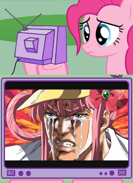 Size: 800x1096 | Tagged: safe, banned from derpibooru, deleted from derpibooru, derpibooru import, pinkie pie, crying, exploitable meme, meme, obligatory pony, sad, sherlock shellingford, suzuko mimori, tantei kageki milky holmes td, tv meme, voice actor joke