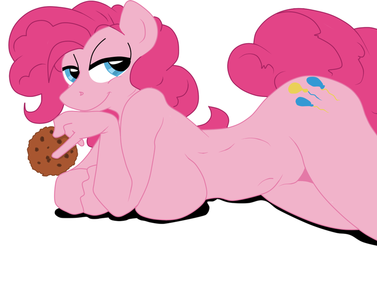 Size: 1100x850 | Tagged: questionable, banned from derpibooru, deleted from derpibooru, derpibooru import, pinkie pie, anthro, bedroom eyes, breasts, busty pinkie pie, donut, food, nudity