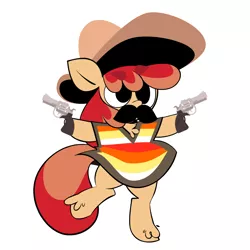 Size: 1280x1280 | Tagged: safe, artist:belaboy, banned from derpibooru, deleted from derpibooru, derpibooru import, oc, oc:flan pone, unofficial characters only, pony, bipedal, cinco de mayo, facial hair, gun, hat, moustache, simple background, solo, sombrero, weapon