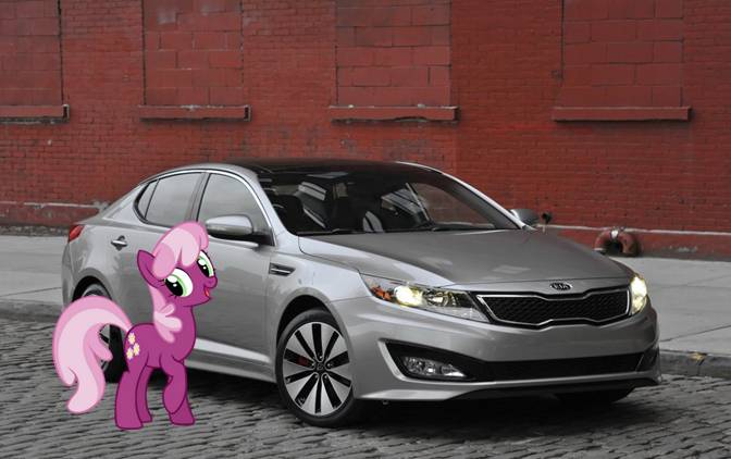 Size: 672x422 | Tagged: safe, artist:dontae98, banned from derpibooru, deleted from derpibooru, derpibooru import, cheerilee, pony, car, irl, kia, kia optima, photo, ponies in real life