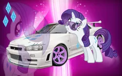 Size: 1920x1200 | Tagged: safe, artist:mcflurrylazermuffin, banned from derpibooru, deleted from derpibooru, derpibooru import, rarity, car, nissan, nissan skyline, skyline r34