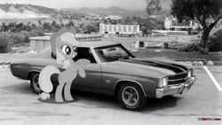 Size: 1920x1080 | Tagged: safe, artist:rdbrony16, banned from derpibooru, deleted from derpibooru, derpibooru import, applejack, car, chevrolet, chevrolet chevelle