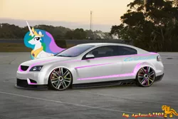 Size: 1280x853 | Tagged: safe, artist:sylwek1191, banned from derpibooru, deleted from derpibooru, derpibooru import, princess celestia, car, holden, holden monaro, hsv