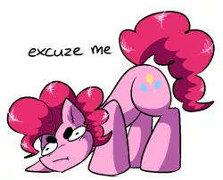 Size: 773x624 | Tagged: safe, artist:toxicscootaloo, banned from derpibooru, deleted from derpibooru, derpibooru import, pinkie pie, angry, eyebrows, solo, stupid