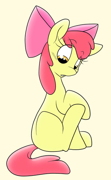 Size: 800x1302 | Tagged: safe, artist:ashleynicholsart, banned from derpibooru, deleted from derpibooru, derpibooru import, apple bloom, blank flank, open mouth, sitting, solo, wide eyes