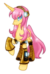 Size: 858x1280 | Tagged: dead source, safe, artist:ashleynicholsart, banned from derpibooru, deleted from derpibooru, derpibooru import, ponified, ponified:megurine luka, unofficial characters only, pony, unicorn, bedroom eyes, boots, clothes, female, leg warmers, looking at you, luka, raised hoof, shoes, simple background, smiling, solo, transparent background, vector, vocaloid