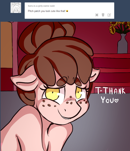 Size: 701x813 | Tagged: safe, artist:pitchpatch, banned from derpibooru, deleted from derpibooru, derpibooru import, oc, oc:pitch patch, unofficial characters only, ask pitch patch, ask, freckles, tumblr