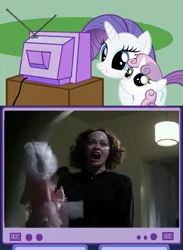 Size: 563x769 | Tagged: safe, banned from derpibooru, deleted from derpibooru, derpibooru import, rarity, sweetie belle, exploitable meme, meme, mommy dearest, no wire hangers, obligatory pony, tv meme