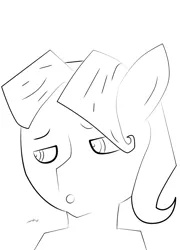 Size: 2037x2832 | Tagged: safe, artist:maraudershy, banned from derpibooru, deleted from derpibooru, derpibooru import, fluttershy, anthro, bust, butterscotch, monochrome, portrait, rule 63, simple background, white background