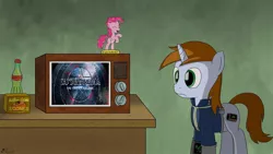 Size: 1274x718 | Tagged: safe, banned from derpibooru, deleted from derpibooru, derpibooru import, oc, oc:littlepip, fallout equestria, captain america: the winter soldier, exploitable meme, littlepip's televison meme, marvel, meme, television, tv meme