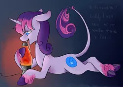 Size: 958x682 | Tagged: suggestive, artist:charlie-bad-touch, banned from derpibooru, deleted from derpibooru, derpibooru import, oc, oc:purple haze, unofficial characters only, classical unicorn, unicorn, cloven hooves, drool, lava lamp, leonine tail, prone, solo, unshorn fetlocks