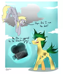 Size: 3600x4200 | Tagged: safe, artist:amarcato, banned from derpibooru, deleted from derpibooru, derpibooru import, derpy hooves, oc, pegasus, pony, camera, cloud, cloudy, female, lightning, mare