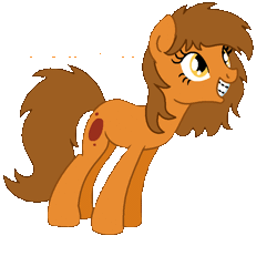 Size: 674x622 | Tagged: safe, artist:sjart117, banned from derpibooru, deleted from derpibooru, derpibooru import, oc, oc:venus spring, animated, braces, eye shimmer, gift art, simple background, smiling, solo, text, transparent background