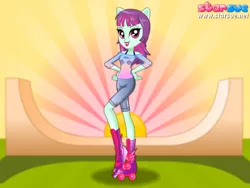 Size: 800x600 | Tagged: safe, banned from derpibooru, deleted from derpibooru, derpibooru import, mystery mint, pony creator, equestria girls, friendship games, background human, ponied up, roller skates, starsue
