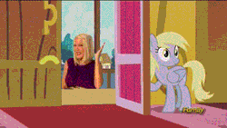 Size: 500x281 | Tagged: safe, banned from derpibooru, deleted from derpibooru, derpibooru import, derpy hooves, human, a canterlot wedding, slice of life (episode), derpy's door, exploitable meme, irl, irl human, meme, obligatory pony, photo, tori spelling