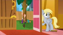 Size: 1272x706 | Tagged: safe, banned from derpibooru, deleted from derpibooru, derpibooru import, derpy hooves, slice of life (episode), derpy's door, exploitable meme, ferb fletcher, meme, obligatory pony, perry the platypus, phineas and ferb, phineas flynn