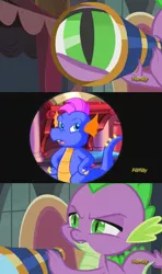 Size: 608x1024 | Tagged: safe, banned from derpibooru, deleted from derpibooru, derpibooru import, master kenbroath gilspotten heathspike, spike, princess spike (episode), g3, spike's telescope, telescope