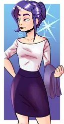 Size: 436x848 | Tagged: safe, artist:alvrexadpot, banned from derpibooru, deleted from derpibooru, derpibooru import, edit, rarity, human, horn, horned humanization, humanized, solo