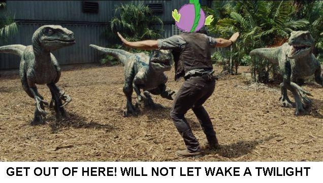 Size: 636x361 | Tagged: safe, banned from derpibooru, deleted from derpibooru, derpibooru import, spike, princess spike (episode), crossover, jurassic world, meme