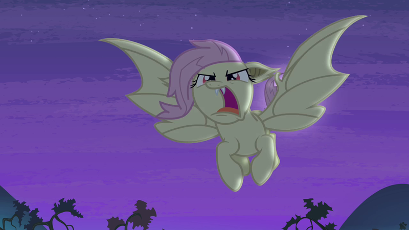 Size: 1280x720 | Tagged: safe, banned from derpibooru, deleted from derpibooru, derpibooru import, screencap, fluttershy, bat pony, bats!, bat ponified, flutterbat, race swap, solo