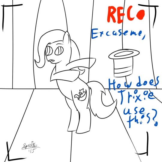 Size: 540x540 | Tagged: safe, artist:spritepony, banned from derpibooru, deleted from derpibooru, derpibooru import, trixie, hat, my little art challenge, solo, stage