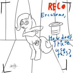 Size: 540x540 | Tagged: safe, artist:spritepony, banned from derpibooru, deleted from derpibooru, derpibooru import, trixie, hat, my little art challenge, solo, stage