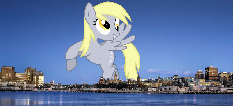 Size: 999x458 | Tagged: safe, banned from derpibooru, deleted from derpibooru, derpibooru import, derpy hooves, pony, canada, derpysaur, female, giant pony, giantess, macro, ottawa