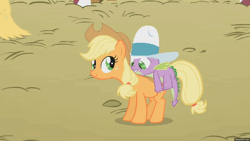 Size: 1280x720 | Tagged: safe, banned from derpibooru, deleted from derpibooru, derpibooru import, screencap, applejack, spike, fall weather friends, animated, applespike, female, male, out of context, shipping, straight