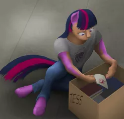 Size: 913x874 | Tagged: safe, artist:geoffrey-mcdermott, banned from derpibooru, deleted from derpibooru, derpibooru import, twilight sparkle, human, fanfic, box, fanfic art, female, five score divided by four, human to pony, solo, transformation, university of washington