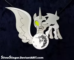 Size: 896x726 | Tagged: safe, artist:silverslinger, banned from derpibooru, deleted from derpibooru, derpibooru import, nightmare moon, tantabus, defictionalization, glowing eyes, irl, jewelry, mare in the moon, moon, necklace, pendant, photo