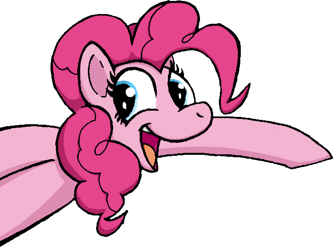 Size: 686x509 | Tagged: safe, artist:hattsy, artist:liquidrabbitz, banned from derpibooru, deleted from derpibooru, derpibooru import, pinkie pie, flockmod, open mouth, pointing, simple background, smiling, transparent background