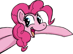 Size: 686x509 | Tagged: safe, artist:hattsy, artist:liquidrabbitz, banned from derpibooru, deleted from derpibooru, derpibooru import, pinkie pie, flockmod, open mouth, pointing, simple background, smiling, transparent background