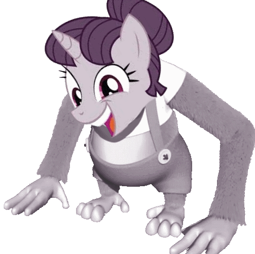 Size: 503x502 | Tagged: safe, banned from derpibooru, deleted from derpibooru, derpibooru import, edit, sugar belle, belleface, donkey kong 64, donkey kong country, lanky kong, meme, smiling, what has science done