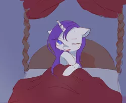 Size: 1024x836 | Tagged: safe, artist:kkmrarar, banned from derpibooru, deleted from derpibooru, derpibooru import, rarity, bed, solo